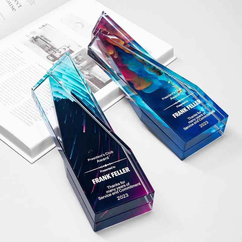 Customized Crystal Trophy, Color Printing Prize Sports Annual Meeting Awards Outstanding Employee Souvenir, Home Decoration, 1Pc