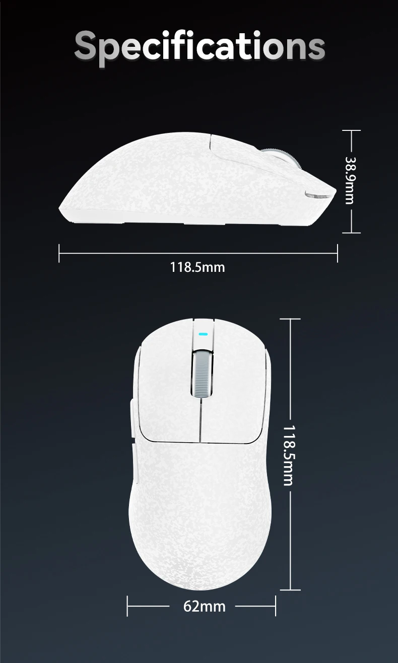 AJAZZ AJ199 Kohlefaser-Gaming-Maus, Bluetooth, kabellos, 2,4 G, kabelgebunden, Tri-Mode-Maus, PAW3311, Sensor, 500 mAh Akku. – Detail 11