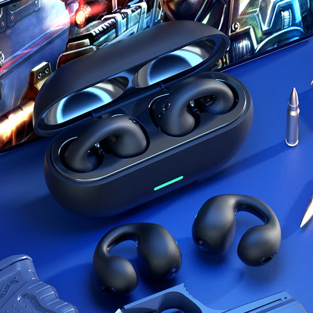 

Wireless Ear Clip Open Ear Headphones With Charging Case Bone Conduction Earphones Gym Headphones For Sport Cycling Running Work