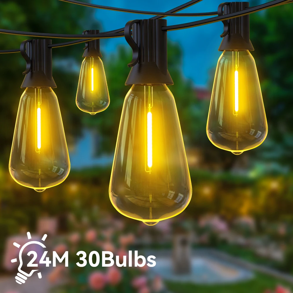 10M 24M ST38 Festoon String Light IP65 Outdoor Light Fairy Light Wedding Decoration Garden Cafe Christmas Decorations