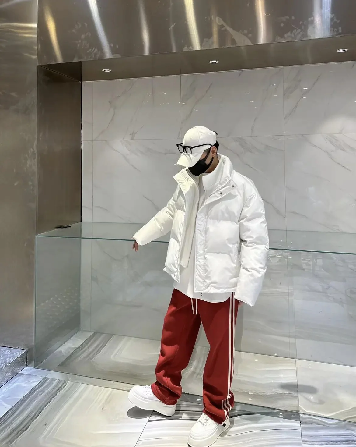 Fashion Men's Women's Winter Double-Layer Collar Solid Color Loose All-Matching Cotton-Padded Jacket Couple Personality Coats