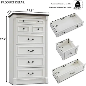 Farmhouse 7 Drawers Dresser for Bedroom, 57 2