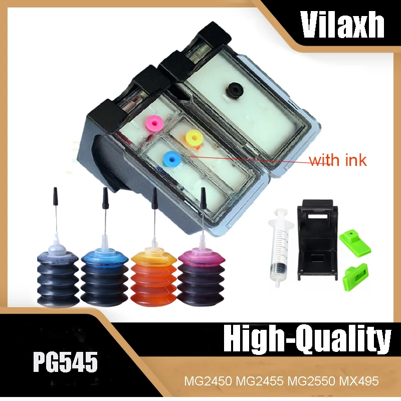 VilaxhPG 545 Rechargeable Cartouche D'encre De Remplacement Pour Canon  PG545 CL546 Pixma IP2850 MG2450 MG2455 MG2550 MX495