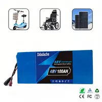 Batterie au lithium 13S5P 48V 100Ah avec BMS et chargeur 54,6V 2A, pour vélo, scooter, outil de mobilité 500W-1000W, rechargeable 18650 4