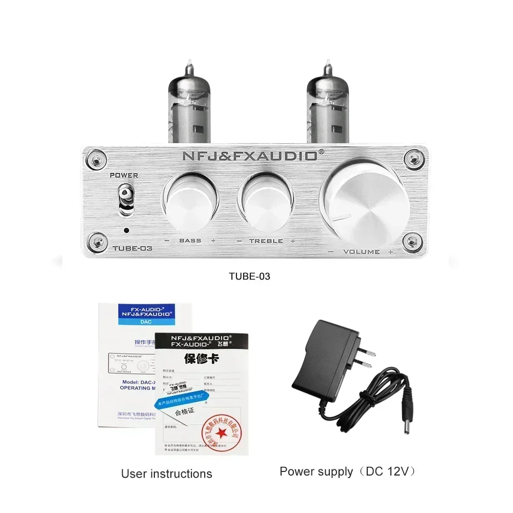 2020 FX-AUDIO TUBE-01(6J1) TUBE-03(6K4) HiFi 2.0 휴대용 튜닝 튜브 프리 앰프 DAC 디지털 오디오 디코더 DC12V/1A 어댑터