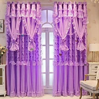 1 Panel 140cm Width Double Layer Curtain for Girls Bedroom Princess Style Jacquard Girls Curtains with Valances 1