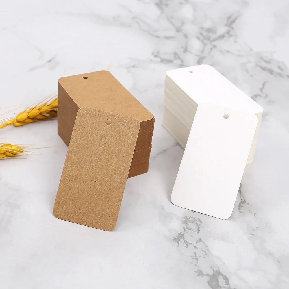 50pcs Blank Kraft Paper Tags with Strings Gift Bag Boxes Hang Tag