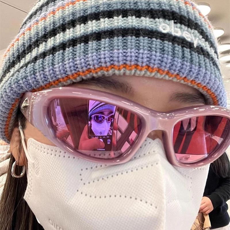 2023 Y2K Star Sports Occhiali Da Sole Designer Square Eyewear Uomo Luxury Brand Occhiali Da Sole Uv400 Pink Mirror Fashion Oculos De Sol