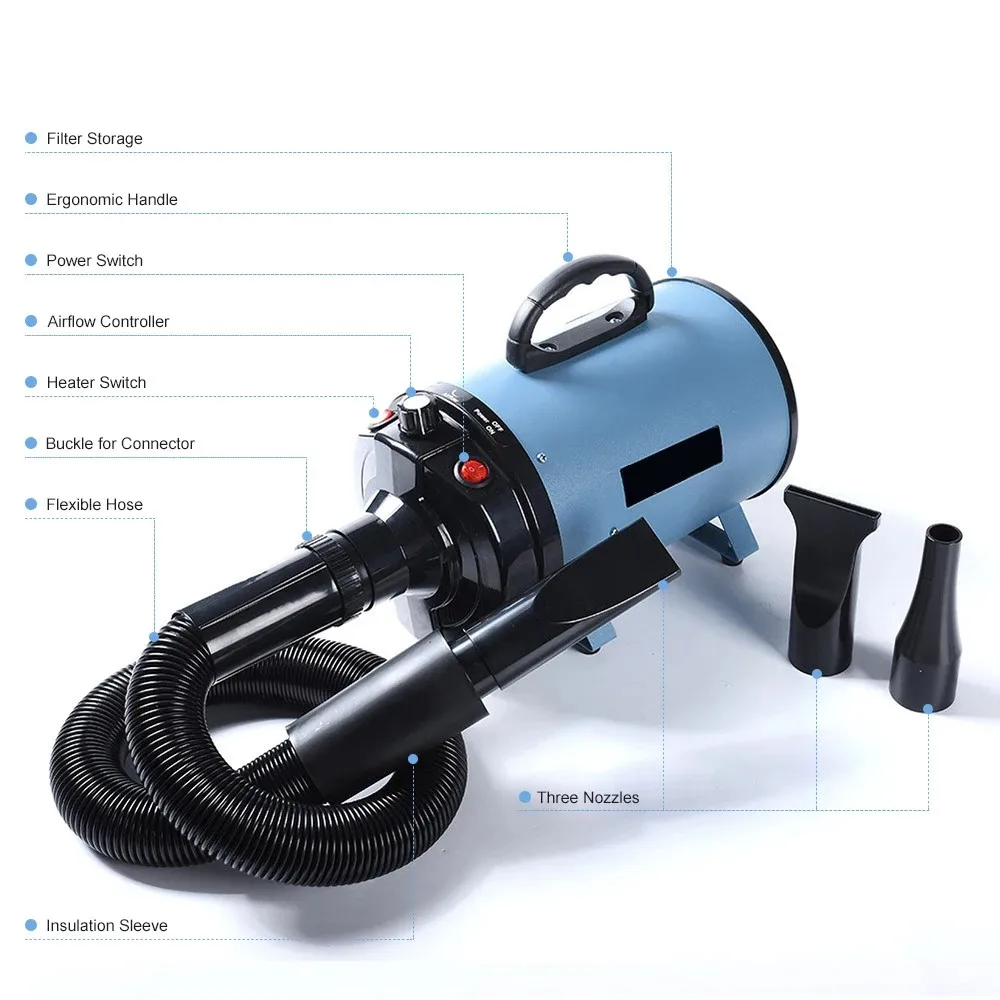 2800W Hair Dryer Dogs Pet Grooming Supplies Blower Warm Wind Secador Fast Blow-dryer Silent Stepless Speed Regulation hair dryer pet hair dryer