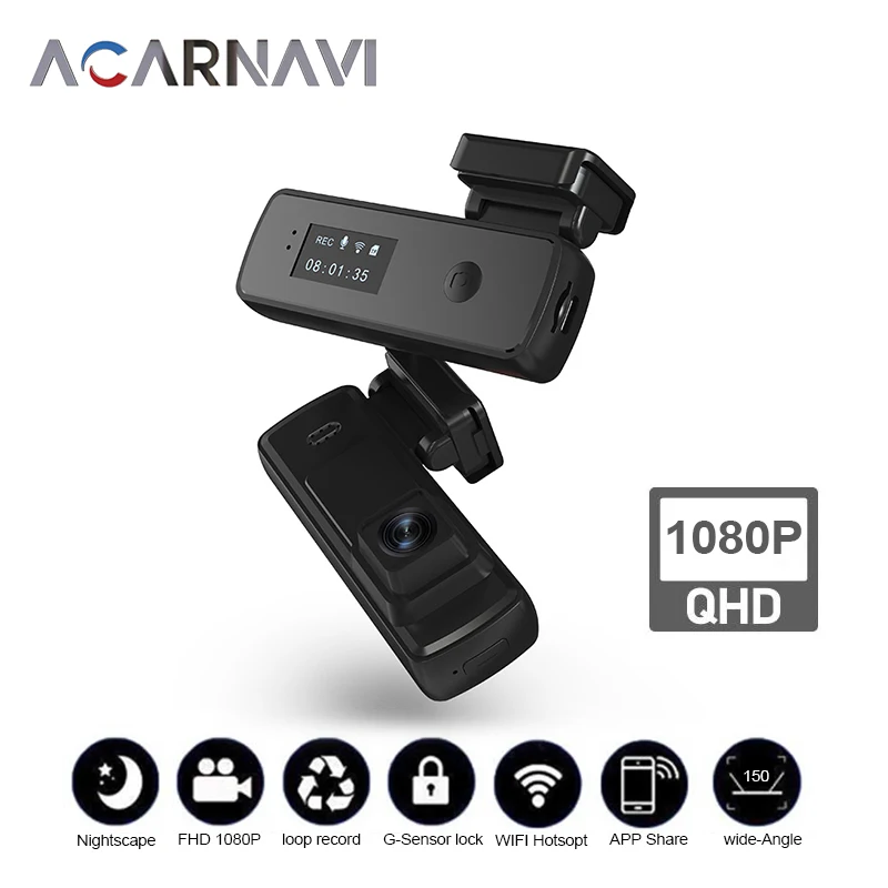 

Acarnavi Автомобильный видеорегистратор T9 1080P HD ночное видение 1S видеорегистратор 150 ° FOV камера рекордер WiFi видеорегистратор QHD ADAS управление через приложение
