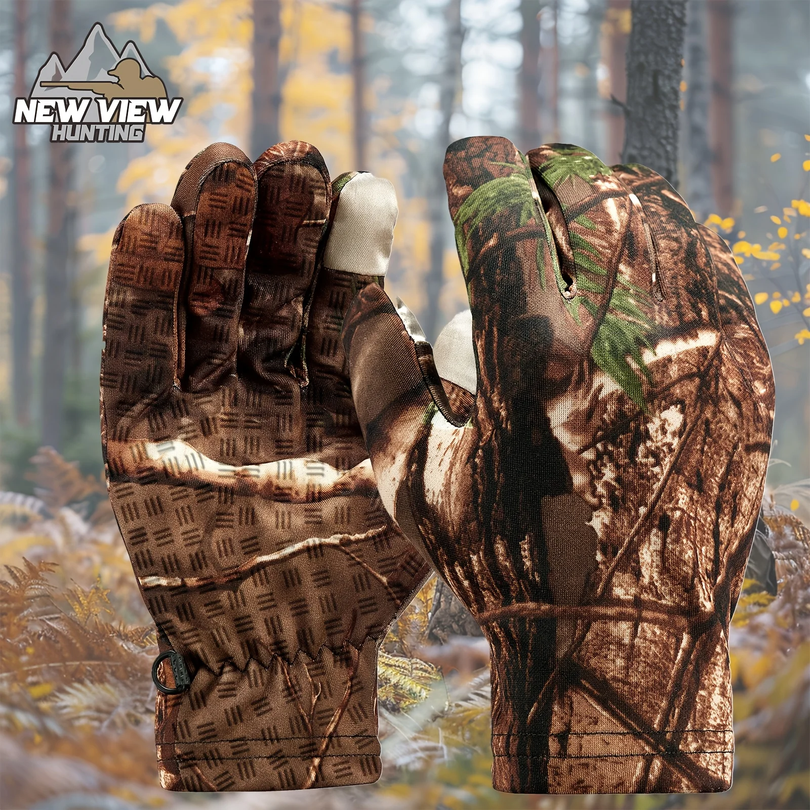 Camouflage Hunting Gloves, Thumb and Forefinger use Smart Phone Without Taking Off Gloves