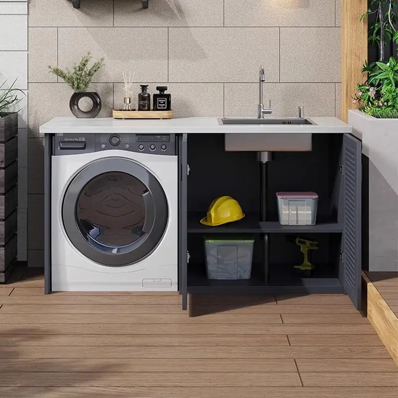 Balcony Garden Outdoor All-aluminum Washing Machine Cabinet Combination Outdoor Garden Waterproof Sunscreen Washboard Integrated