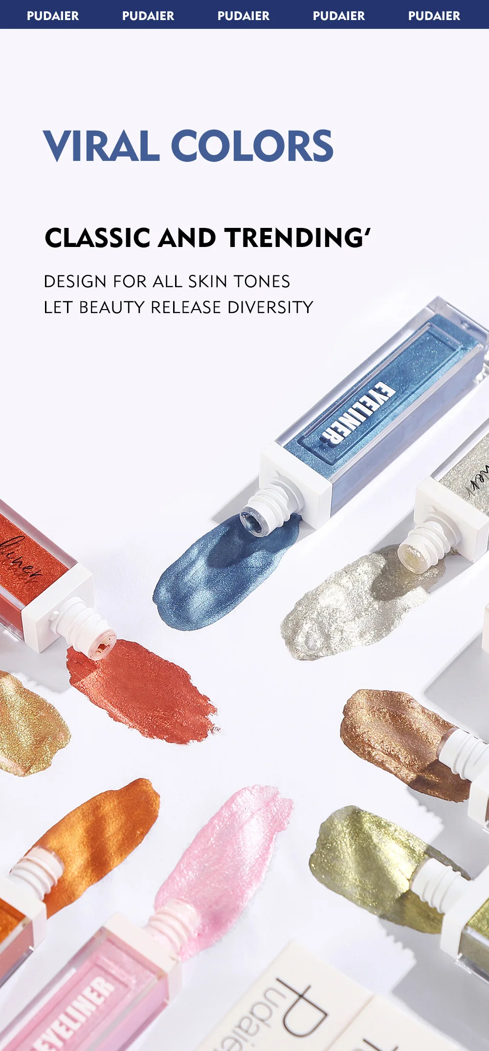 Eyeliner liquido glitter 12 colori perlato waterproof lunga durata_voghion.com