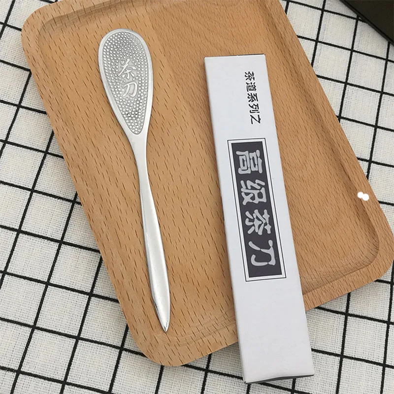 Stainless Steel Tea Knife tea cutter Cutter Needle Chinese Style Handcraft Tea Accessories Metal Puer Knife Flower Pattern Handle 1PC