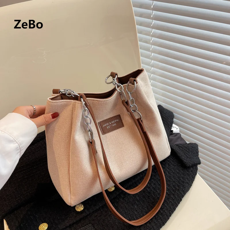 

New Large Capacity Women's Bag Popular Versatile Canvas Bag Simple Commuting Handbag Single Shoulder Bag Student Tote Bag