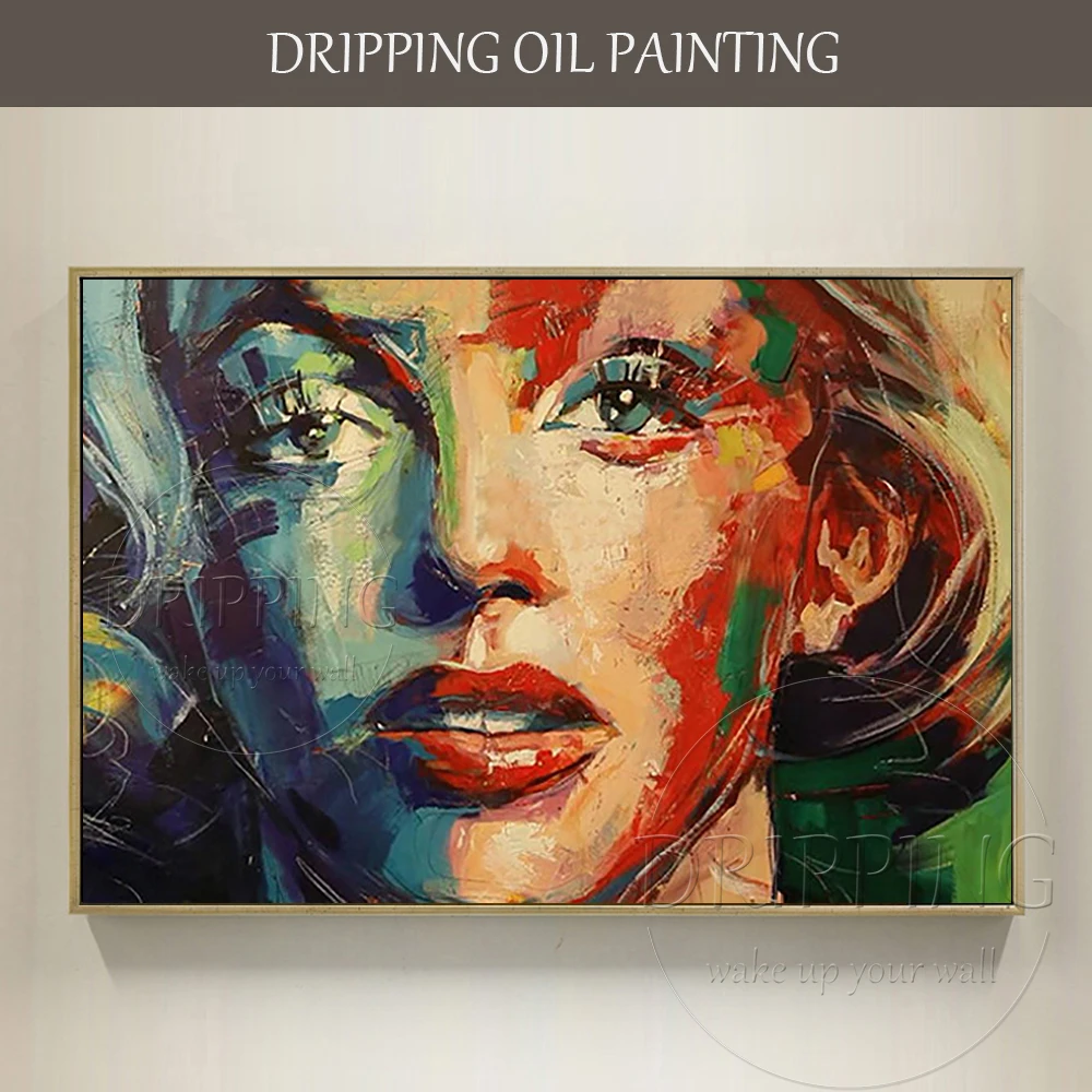 

Talent Artist Pure Hand-painted Marilyn Monroe Oil Painting on Canvas Unique Wall Decor American Super Star Portrait Picture