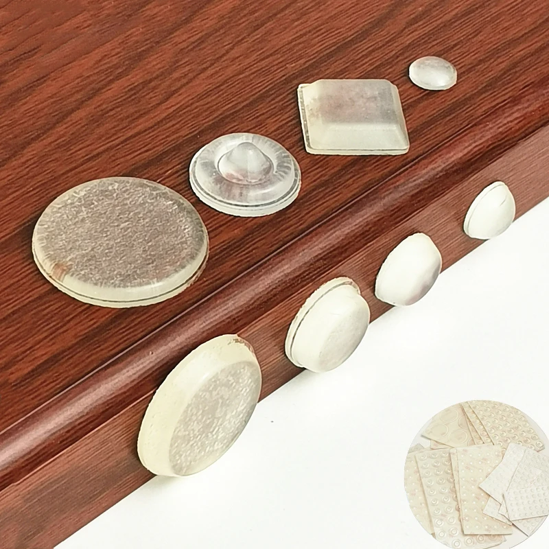 2 Sets Silicon Rubber Kitchen Cabinet Door Pad Self-Adhesive Bumper Stop Damper Cushion Door Stopper Hardware Pads