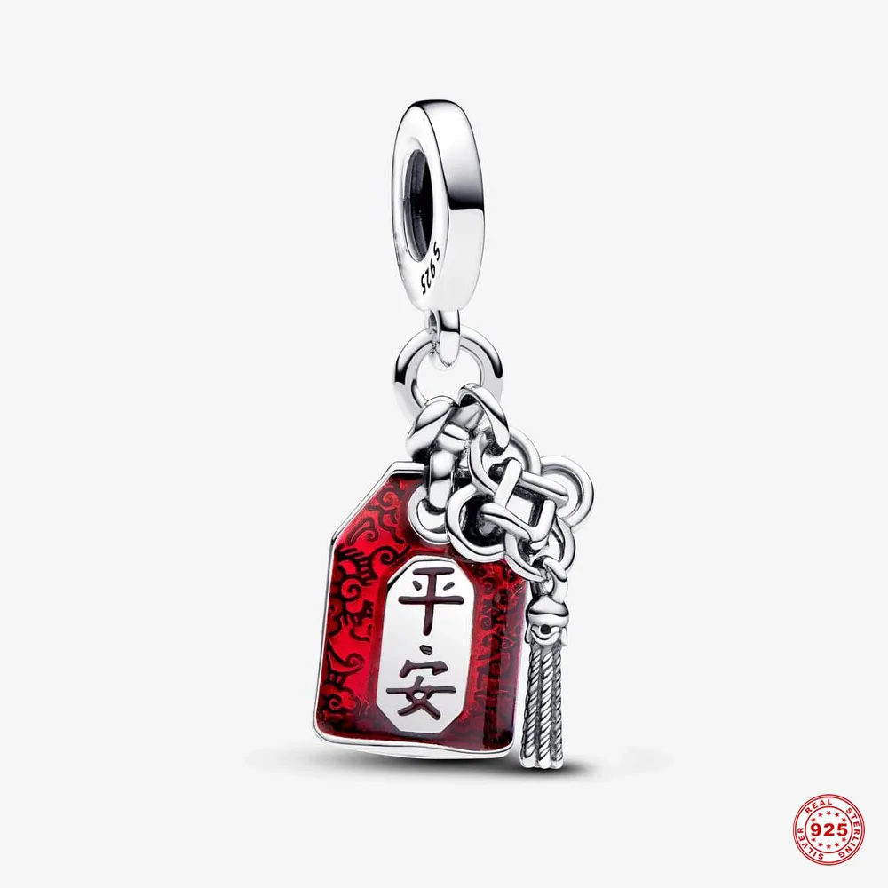 

New Original 925 Silver Charms Lucky Amulet Double Dangle Charm Beads Fit Pandora Bracelets DIY Jewelry Making Gift For Women