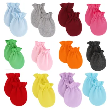 12/10 pcs Spring Summer Autumn and Winter Baby Anti-scratch Gloves Newborn Solid Color Gloves Baby Elastic Gloves 0-1 Years Old