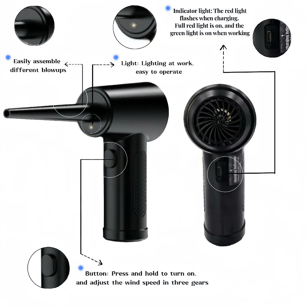 Electric Dust Collector Portable Dust Blower Multifunctional Dust Collector Dual Use Car and Home Daily Household Wireless 5