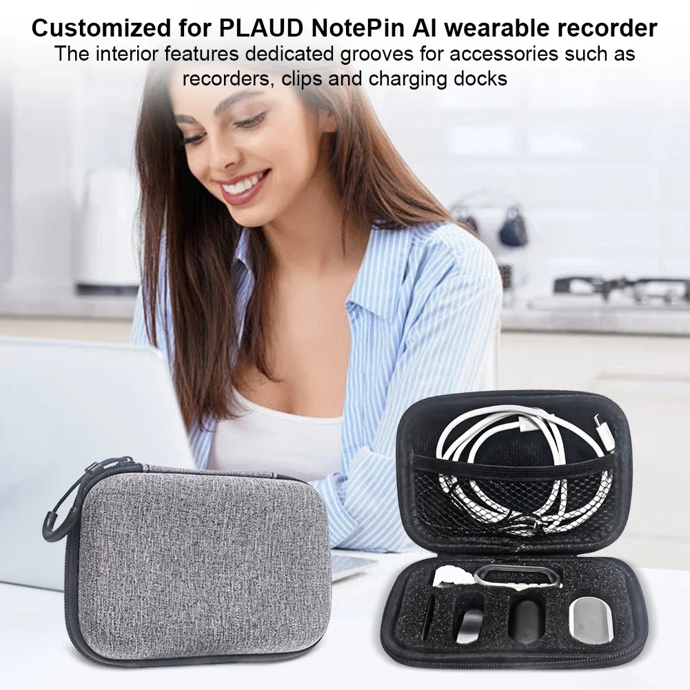 Portable Storage Bag AI Voice Recorder Carrying Case Protective Storage Case Compatible with PLAUD NotePin Voice Recorder