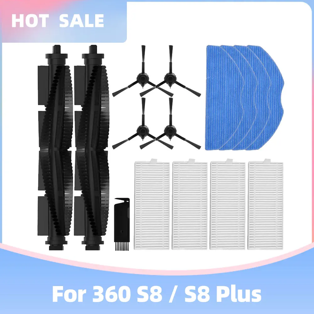 Compatible For 360 S8 / S8 Plus Robot Vacuum Cleaner Replacement Spare Parts Accessories Main Side Brush Hepa Filter Mop Cloth main side brush mop cloth water tank filter hepa filter replacement for 360 s5 s7 s7 pro robot vacuum cleaner spare parts