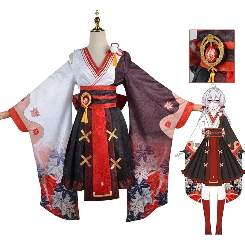 

Genshin Impact Kaedehara Kazuha Cosplay Costume Genshin Kazuha Female Cosplay Lolita Girl Kimono Dress Suits