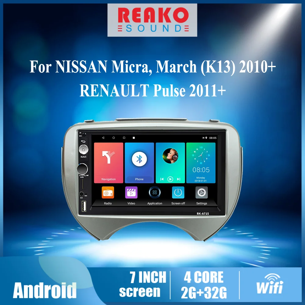 2 Din Android Autoradio For NISSAN Micra March (K13) 2010-2013 RENAULT Pulse 2011+ 7 InchCar Multimedia Player GPS Navigation |