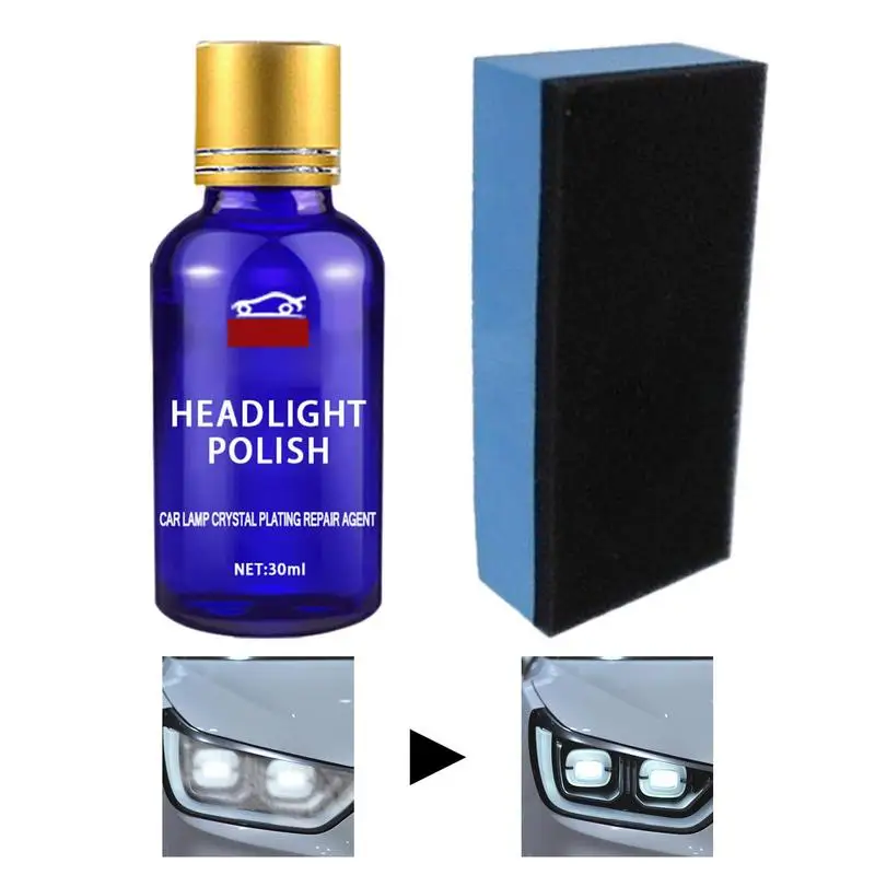 

30ml Car Headlight Lens Restorer Head Light Lens Repair Scratch Remover Car Polymer Protect Polish Liquid Cleaner With Sponge