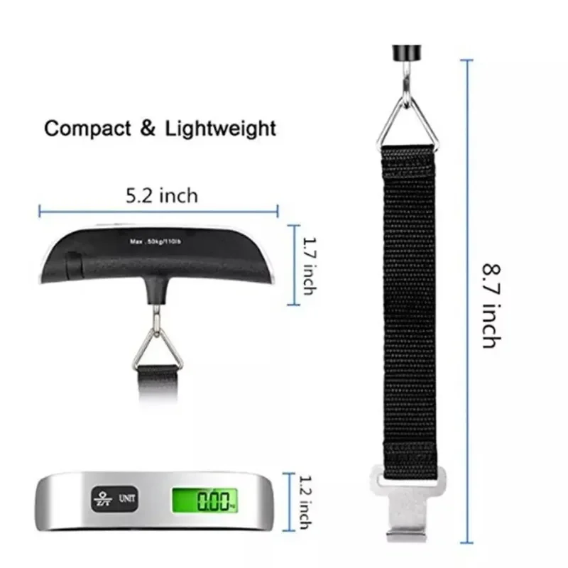 Portable Digital Luggage Scale with LCD Display and Overload Alarm
