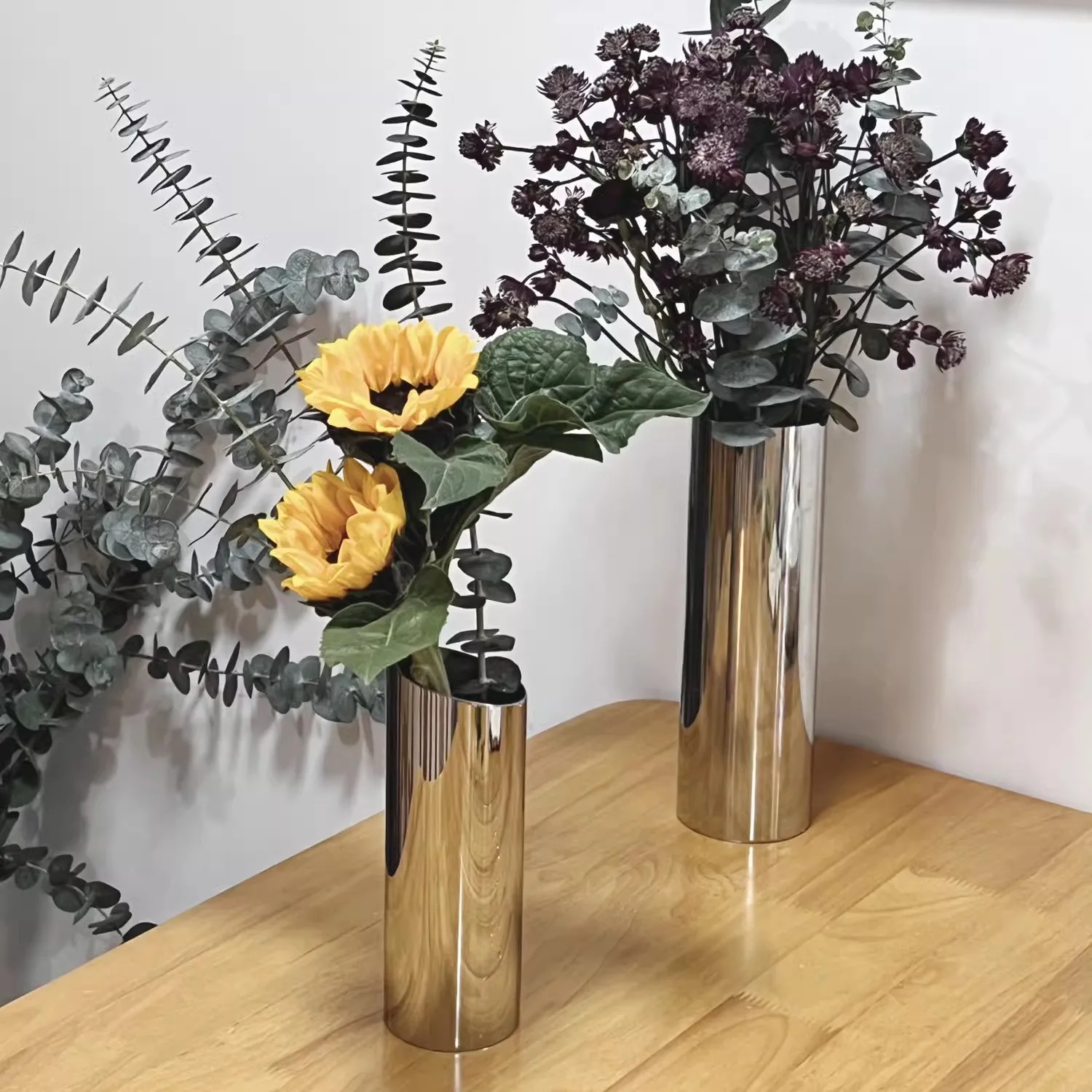 9x28Hcm SUS304 Stainless Steel Vase Decorative Centerpiece For Home or Wedding (Silver) 4