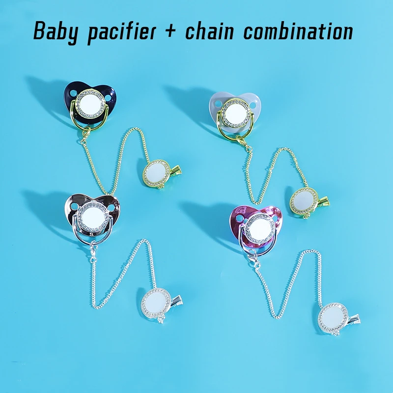 

Free Shipping 15pcs/Lot New Style Sublimation Blank Baby Silicone Pacifier Set For Sublimation INK Print DIY