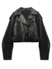Fitaylor Women Faux PU Leather Jacket Casual Lady Lapel Zipper Short Leather Jacket High Street Motorcycle Coat 1