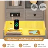 Grey Nightstand Set of 2 with Charging Station,49.2" LED Night Stand for Bedroom,Tall Bedside Table with Bookshelf and Drawers, 5