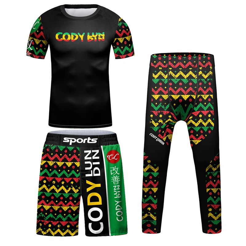 Kid's MMA BJJ Kickboxing T-shirt Children Jiu Jitsu Muay Thai Trousers Boy Boxing Fighting Shorts Leggings Training Sport Pant