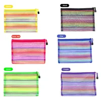 6/12 Pcs A5 Zipper Mesh Bags 9.8 "x 7" Pencil File Bags Zipper File Bags Cosmetics Storage Bags Cosmetics Office Travel Supplies 3