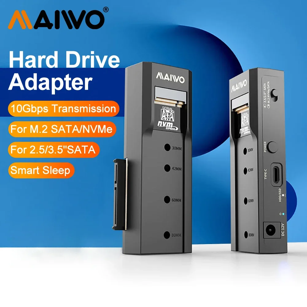 Gabinete Ssd Nvme Ngff tipo c 10gbps Pcie M.2 Case 2.5 3.5 Armazenamento Externo Case Hdd Adaptador para pc Laptop Maiwo-m2