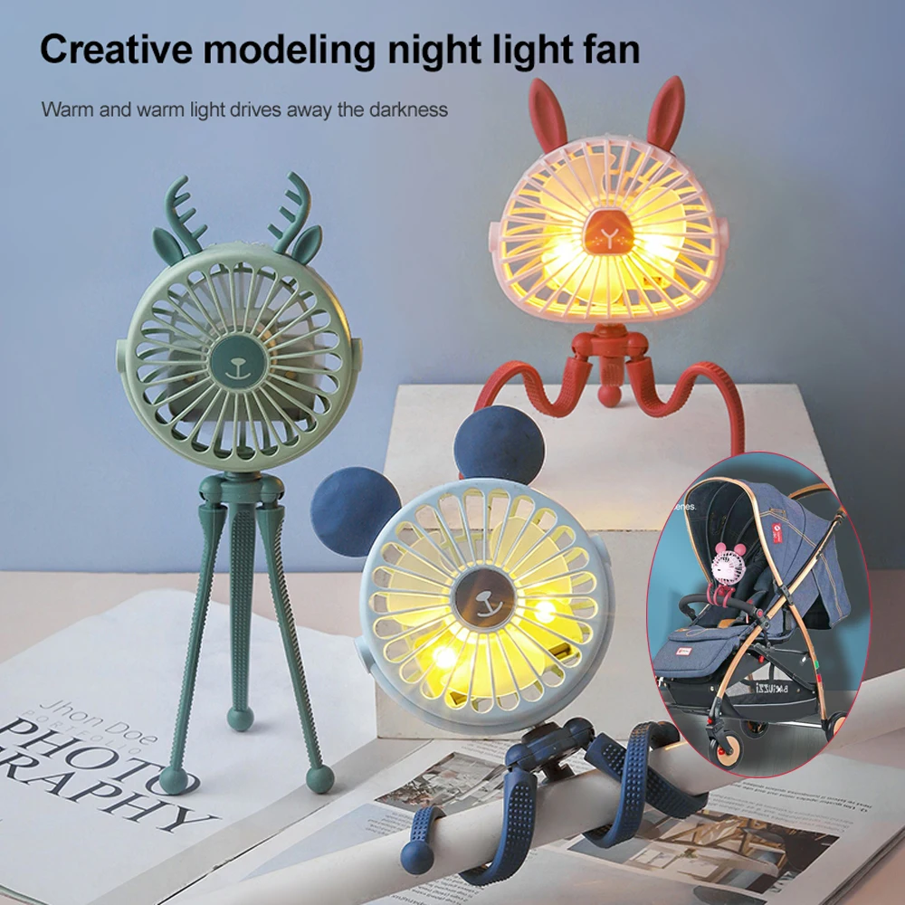 Portable Camping Fan Rechargeable Mini Stroller Fan USB Outdoor Camping Ceiling Handheld Octopus Fans Tripod Stand Desktop
