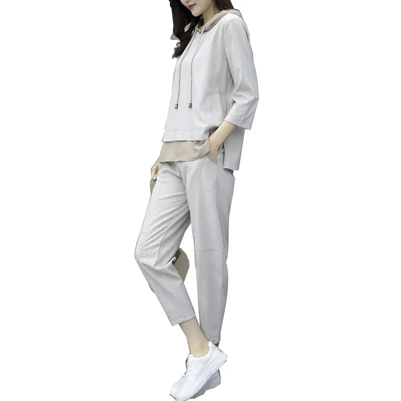 2023 Autumn New Casual Sports Suit Women's Sweatshirt Fashionable Korean Loose Large Size Elegant Pants Two-piece Fashionable