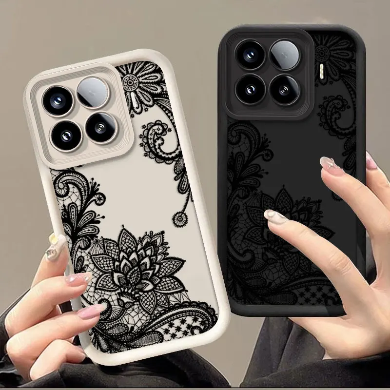 Flexible Silicone Shockproof Case with Lace Cat Print Pattern – Protective Cover