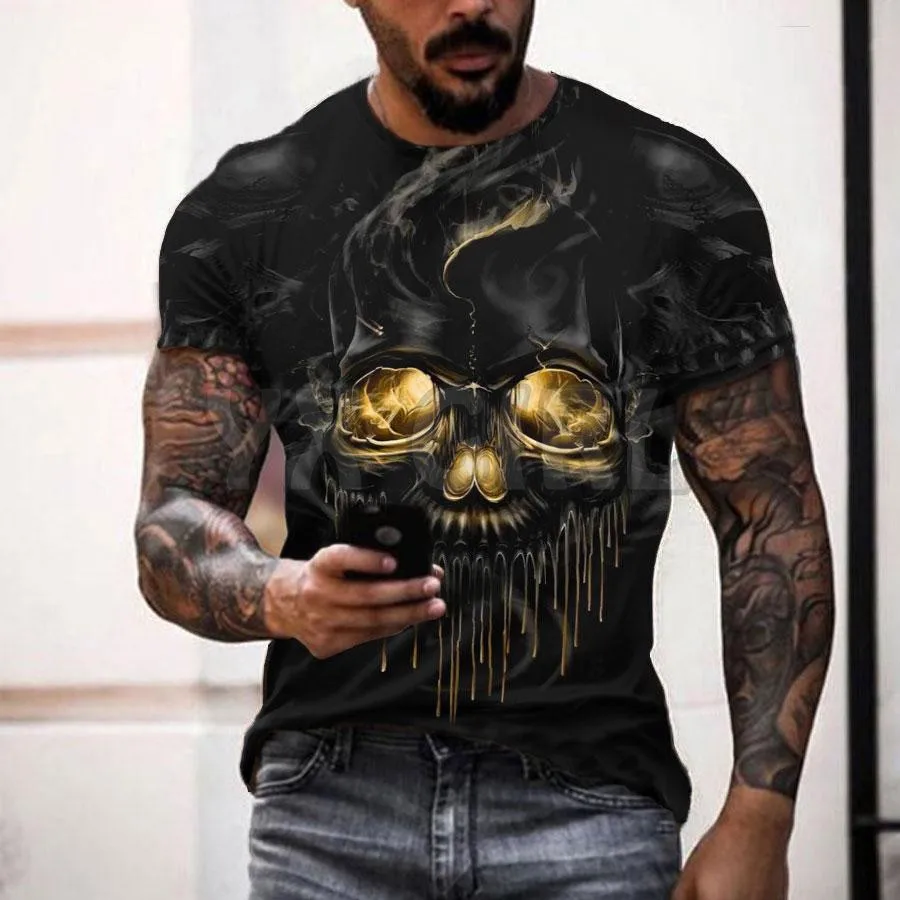 

2022 Summer Fashion Casual Skull 3D All Over Printed T Shirts Tee Tops shirts Unisex Tshirt Halloween gift