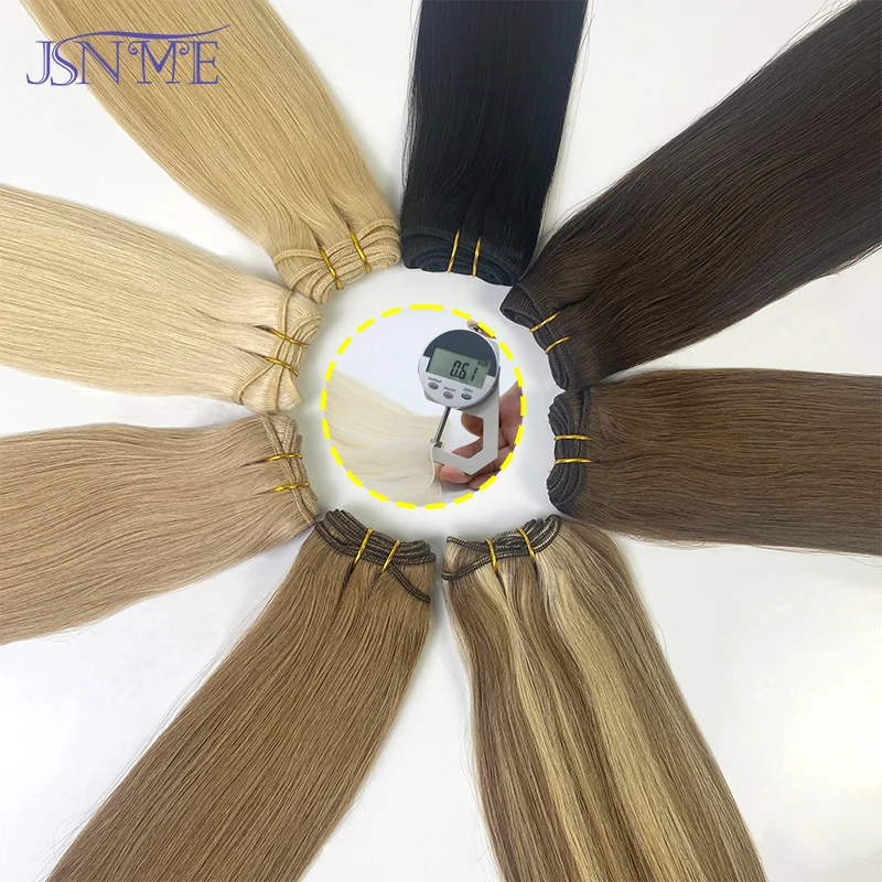 JSNME Straight Weft Extensions 100% Real Human Hair Weft Bundles Sew In Extensions Brown Blonde 14"-24" Can Curly For Woman human hair extensions