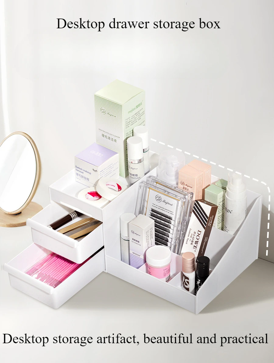 Women Makeup Box Drawer Storage Pp Cosmetics Organizer For Bedroom Countertop