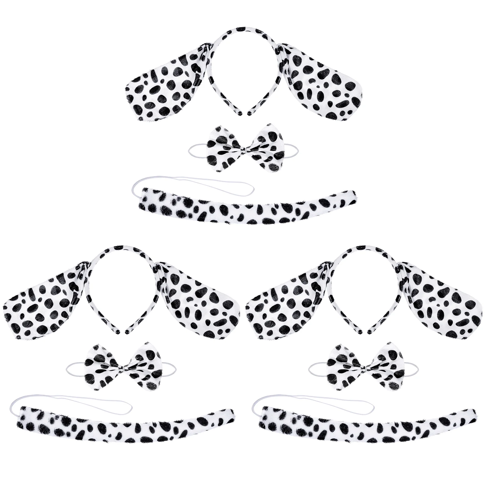 

3 Sets Tail Headbands Dalmatians Ears Bow Ties Set Ears Hairband for Christmas Prom Dress