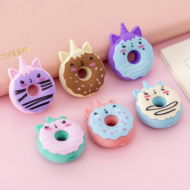 6 Piezas De Divertidas Gomas De Borrar De Unicornio Con Forma De Donut Y  Con Dibujos Animados Lindos, Mode de Mujer