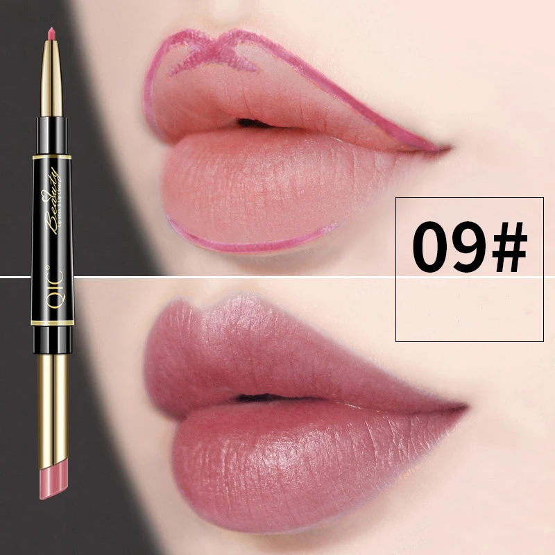 Matita per labbra 2 IN 1 matita per rossetto opaco impermeabile Sexy rosso a lunga durata Lipliner cosmetici per il trucco