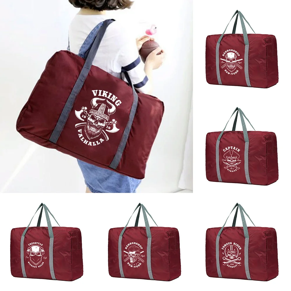 

Large Capacity Foldable Travel Bag Clothes Organizers Bags Convenient Handbags Unisex Skull Pattern Luggage Men Duffle Bag