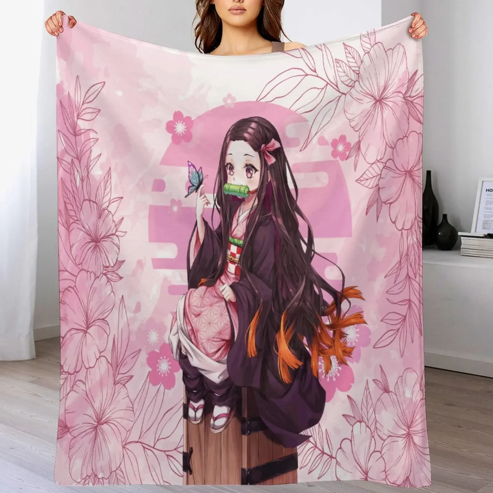 Demon Antistatic Soft Blankets & Throws Blanket Slayer Fluffy Decorative Anime Custom Fleece 5