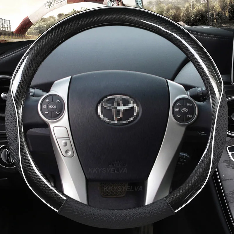Carbon Faser + Leder Auto Lenkrad Abdeckung Für Toyota Prius 30 20 Prius V Prius C Prius Prime Massage auto Zubehör