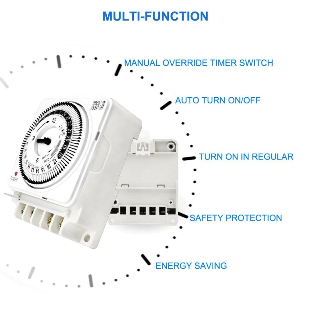 

15 Minutes- 24 Hours with Dustproof Mechanical Timer Witch 2 In 2 Out 16A 220V 50HZ for Home Appliance Commercial Purpose